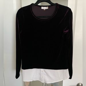 Calvin Klein purple velvet long sleeve top